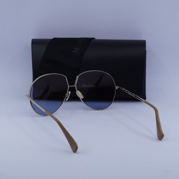 MaxMara MM0081 32X Aviator Sunglasses - Gold/Blue Mirror - Picture 5 of 9